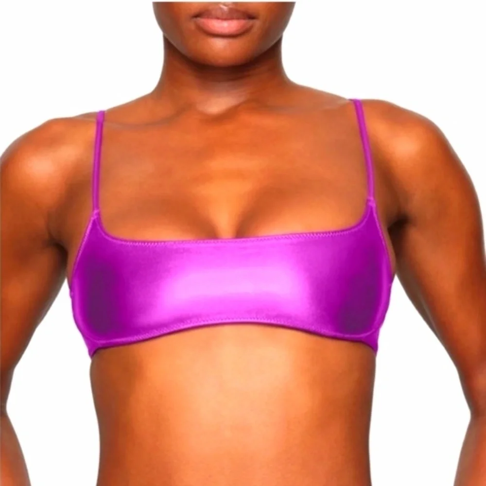 SKIMS NWT Dragon Fruit Metallic Swim Micro Scoop Bikini Top Size 4X - Picture 1 of 7